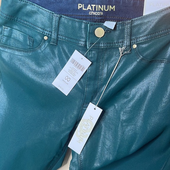Chicos Platinum Jade Green Slim Leg Pants - Picture 13 of 13